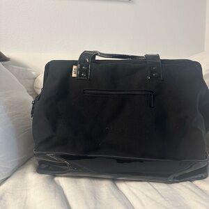 Beis patent leather weekender bag